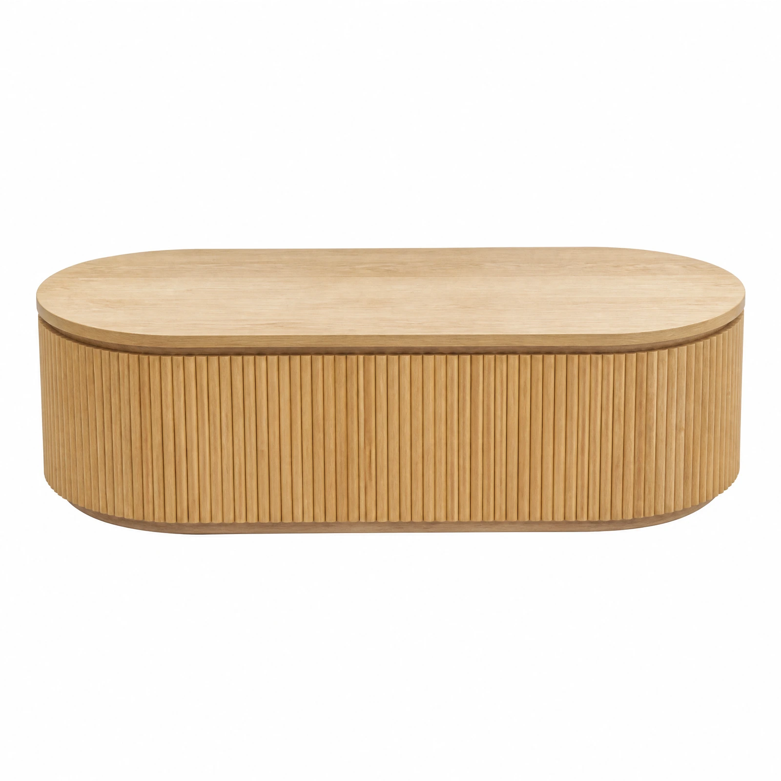 Oval Wooden Coffee Table with Fluted Base