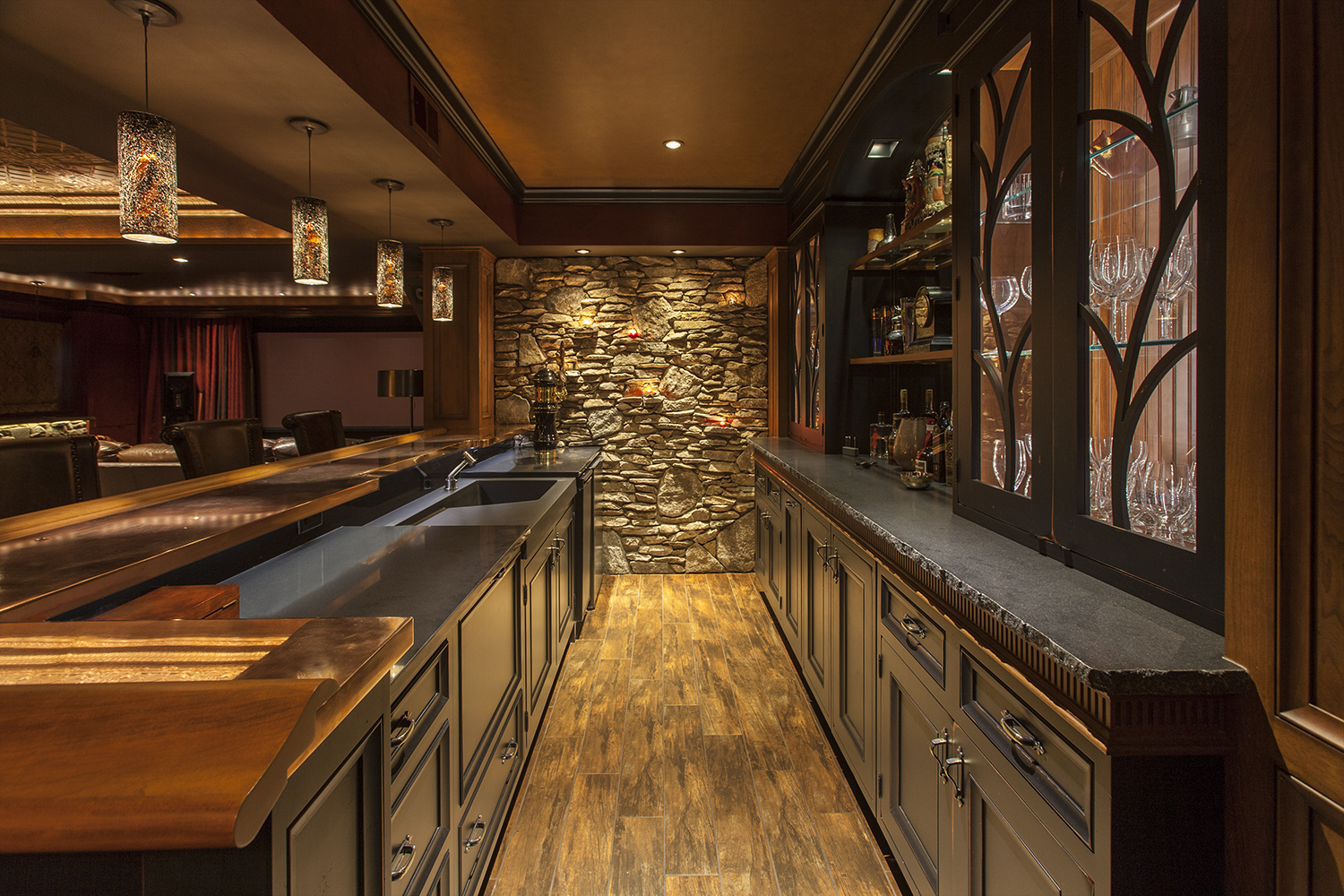 Black Custom Inset Basement Cabinets
