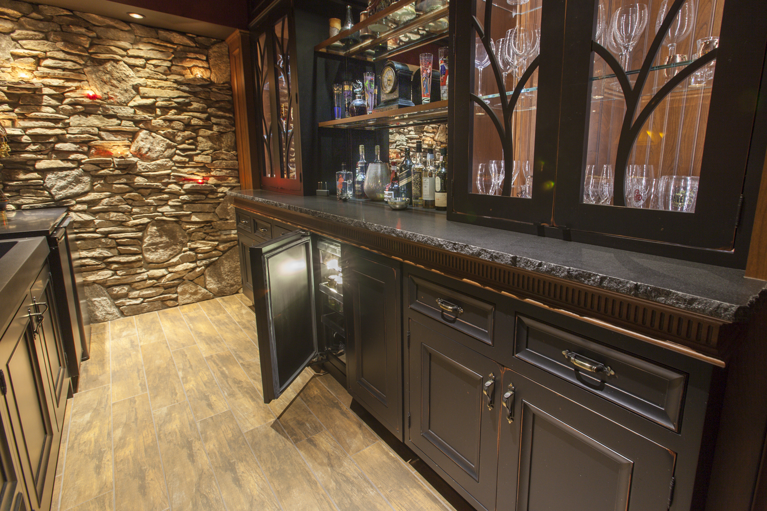 Black Custom Inset Basement Cabinets