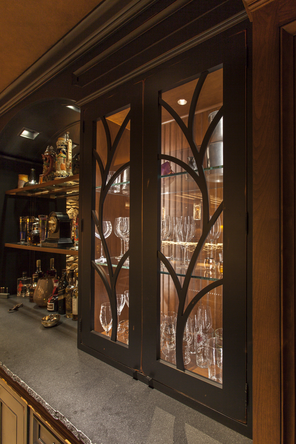 Black Custom Inset Basement Cabinets