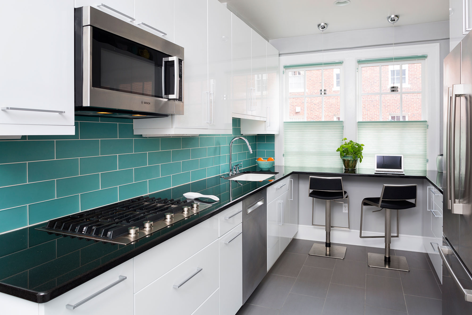 Bright White Small Contemporary Kitchen