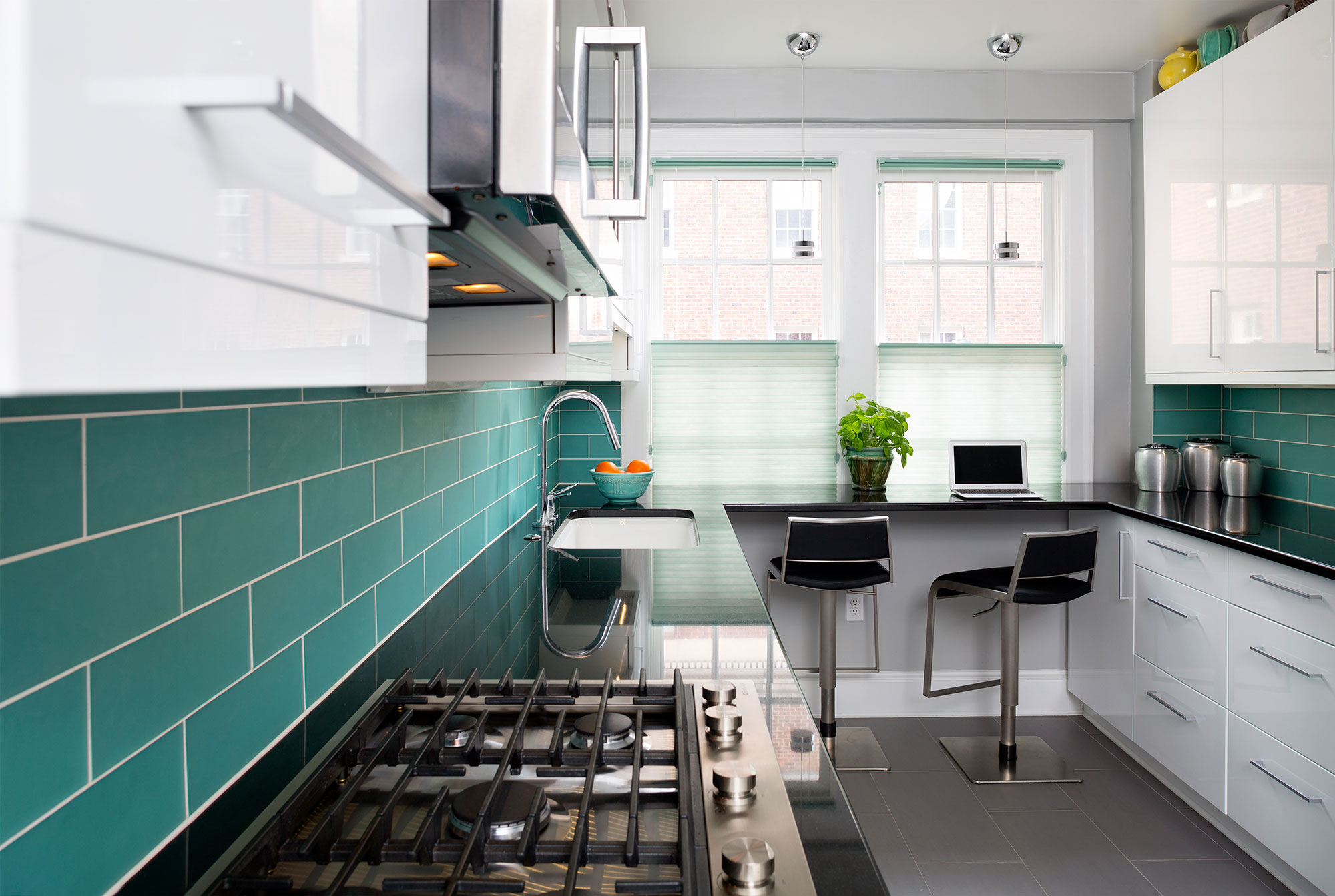 Bright White Small Contemporary Kitchen