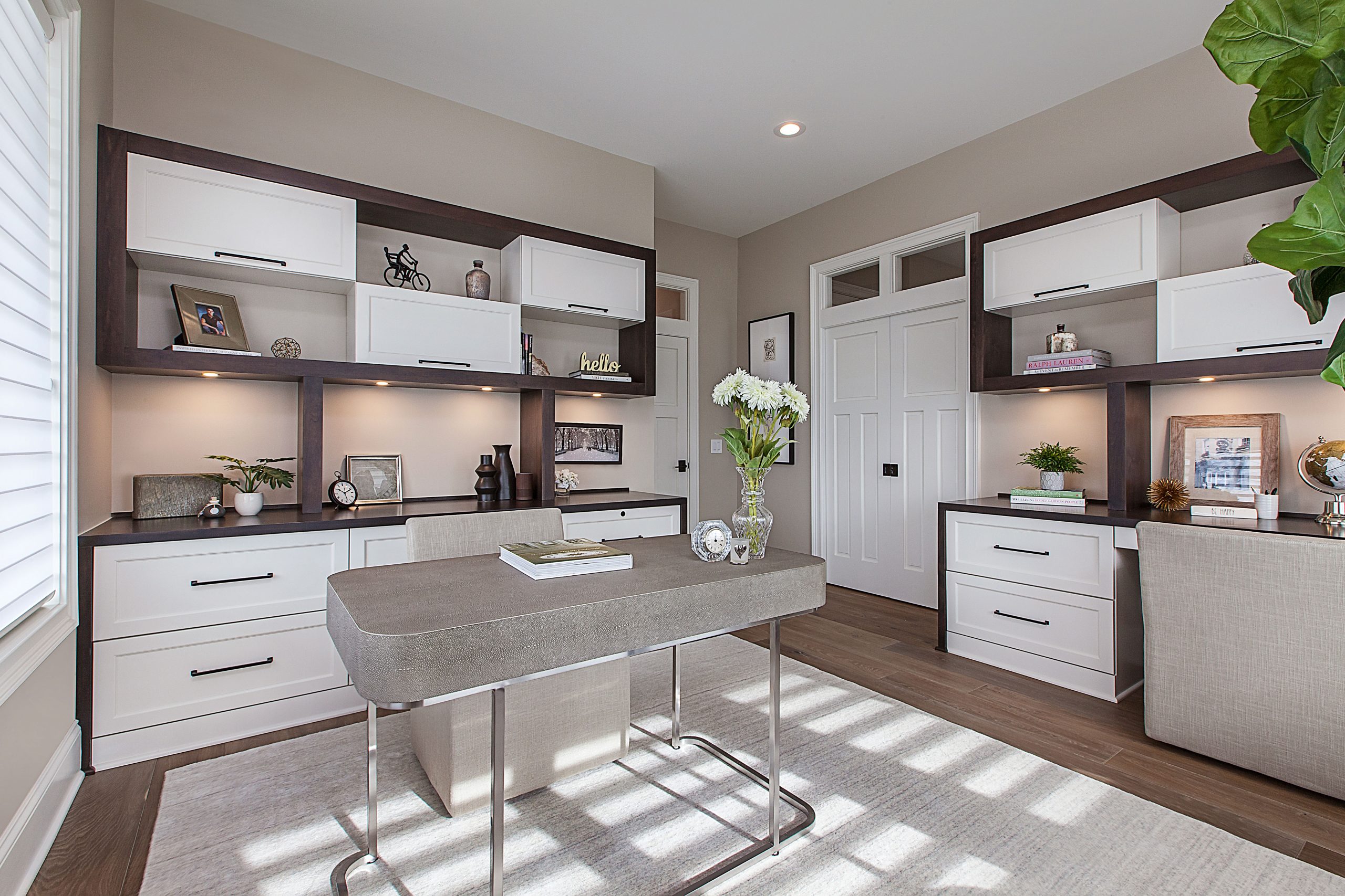 Brown & White Contemporary Home Office
