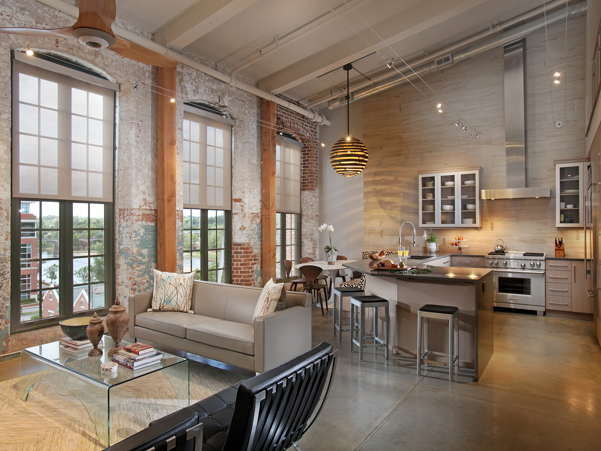 City Loft Kitchen with a Medium Wood