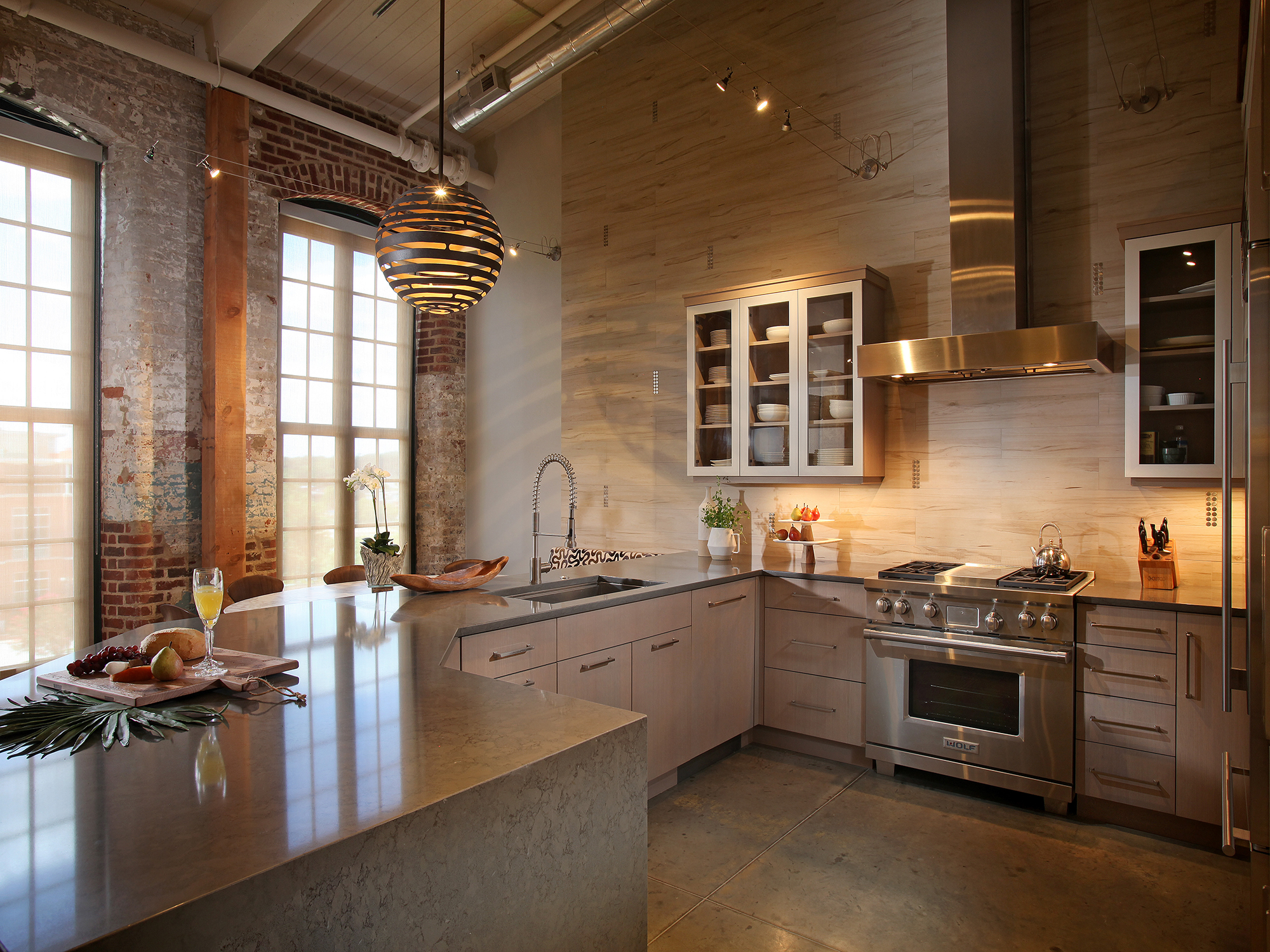City Loft Kitchen with a Medium Wood