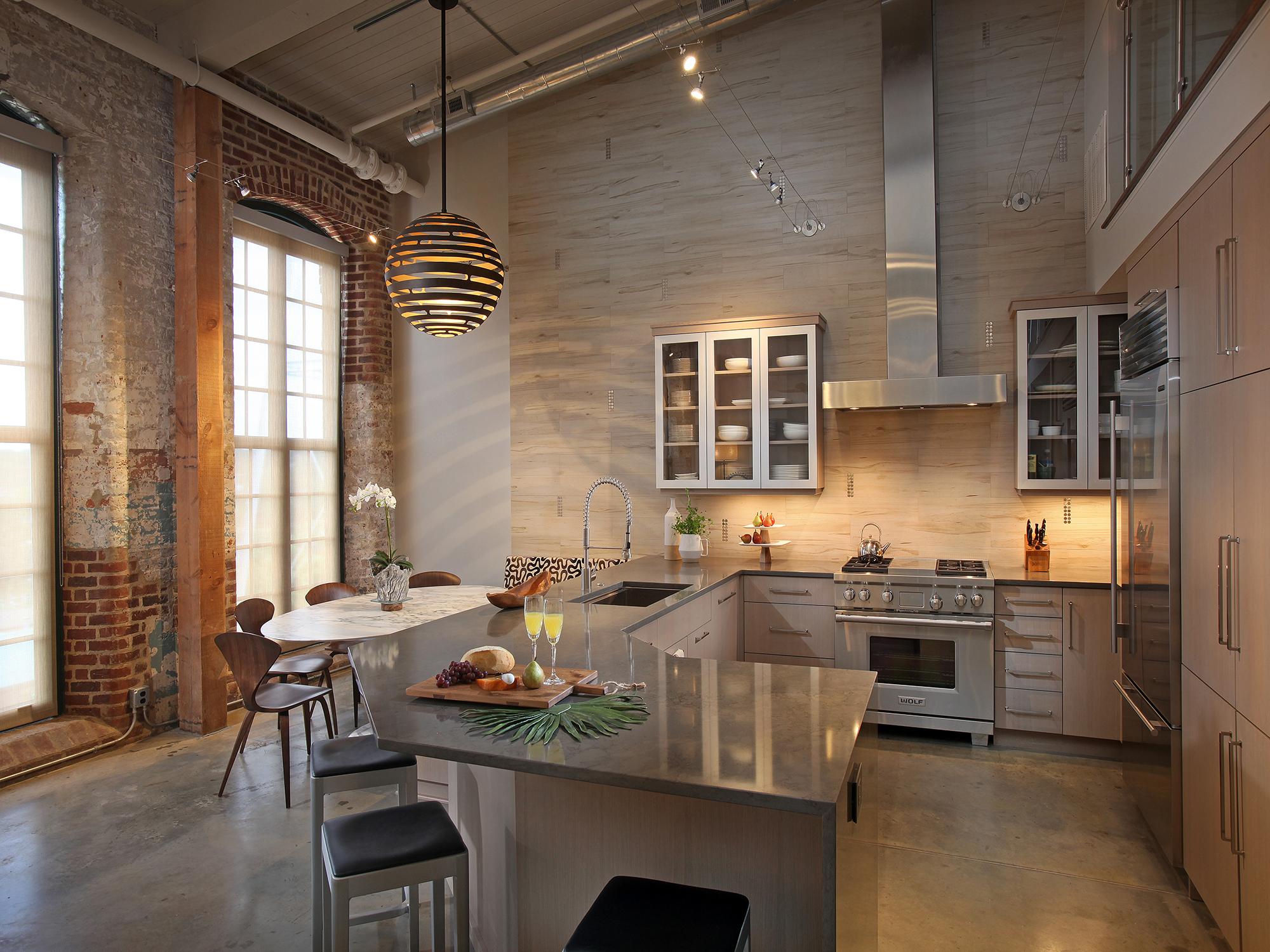 City Loft Kitchen with a Medium Wood