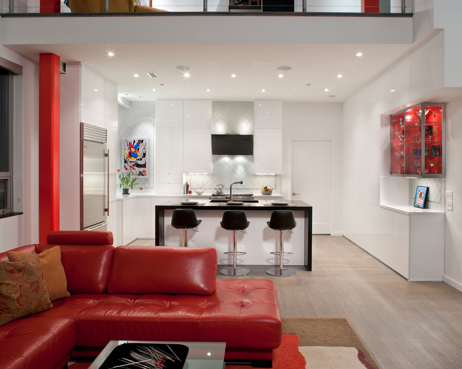 Contemporary Loft Style White Kitchen