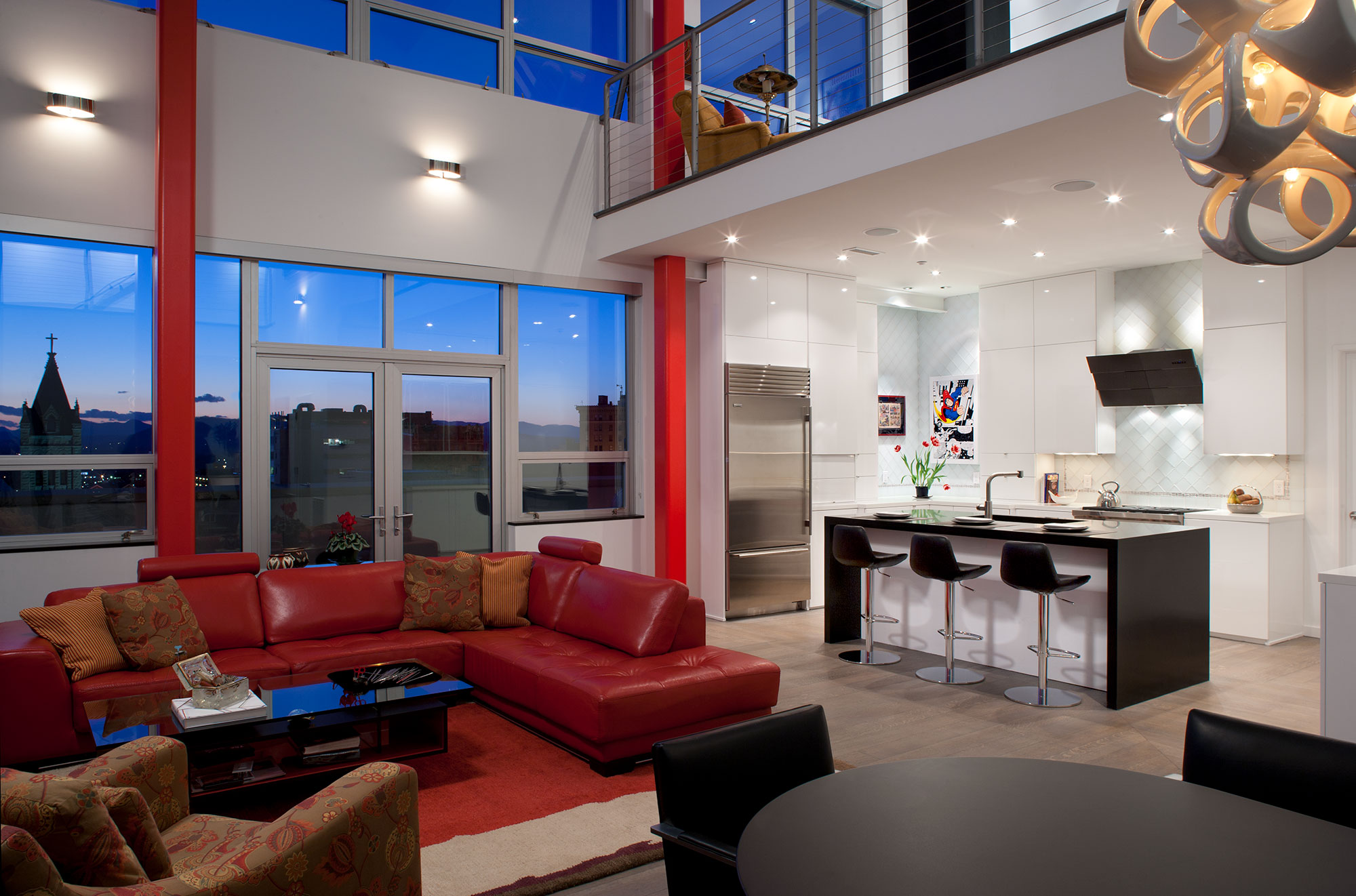 Contemporary Loft Style White Kitchen