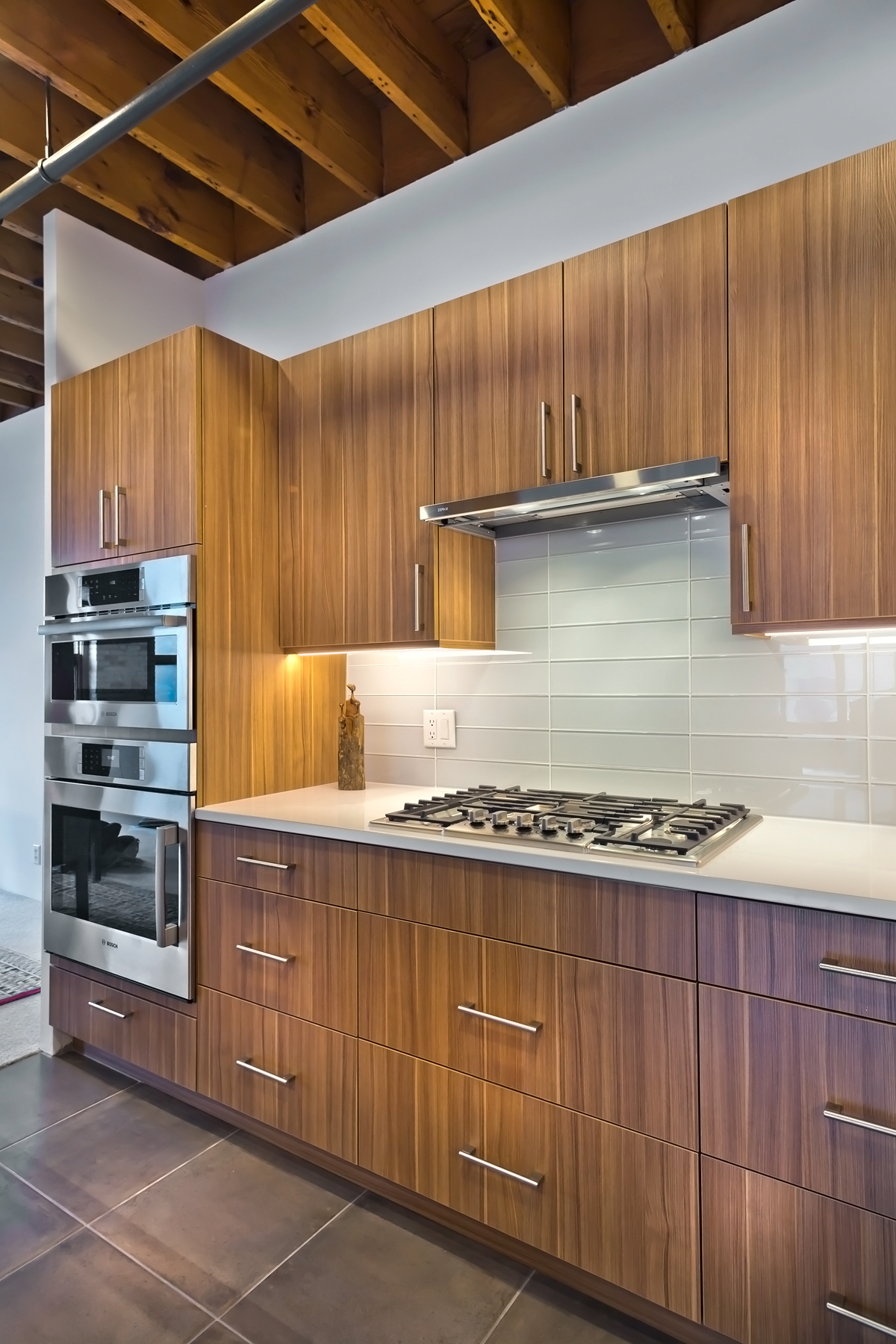 Contemporary Vertical Grain Kitchen Cabinets