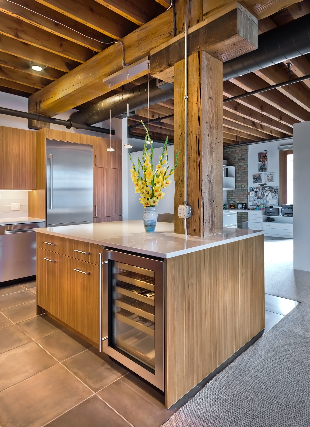 Contemporary Vertical Grain Kitchen Cabinets
