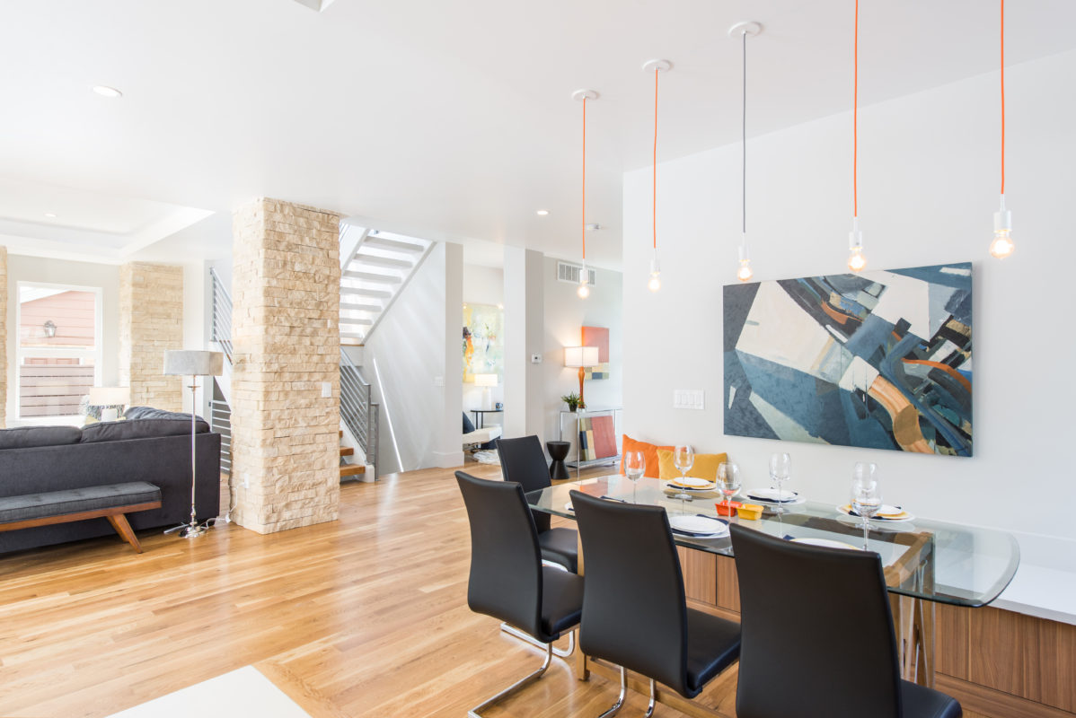 Contemporary Woodgrain Kitchen with a Touch of Grey