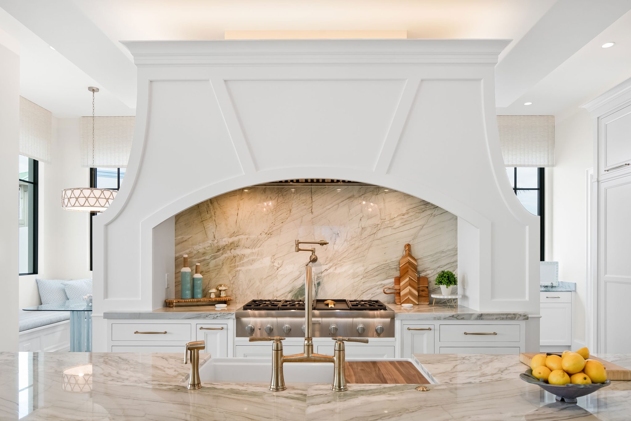 Custom Kitchen With Painted Blue Island
