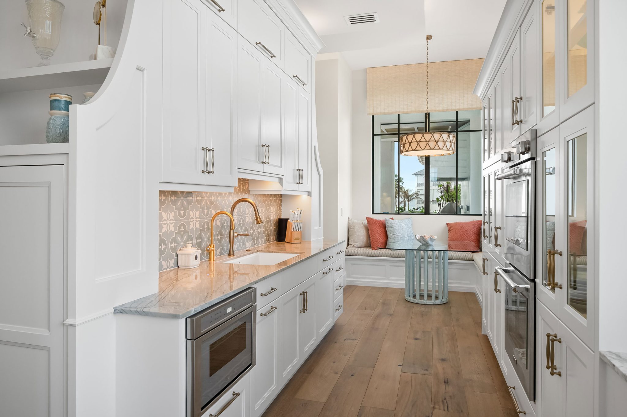 Custom Kitchen With Painted Blue Island