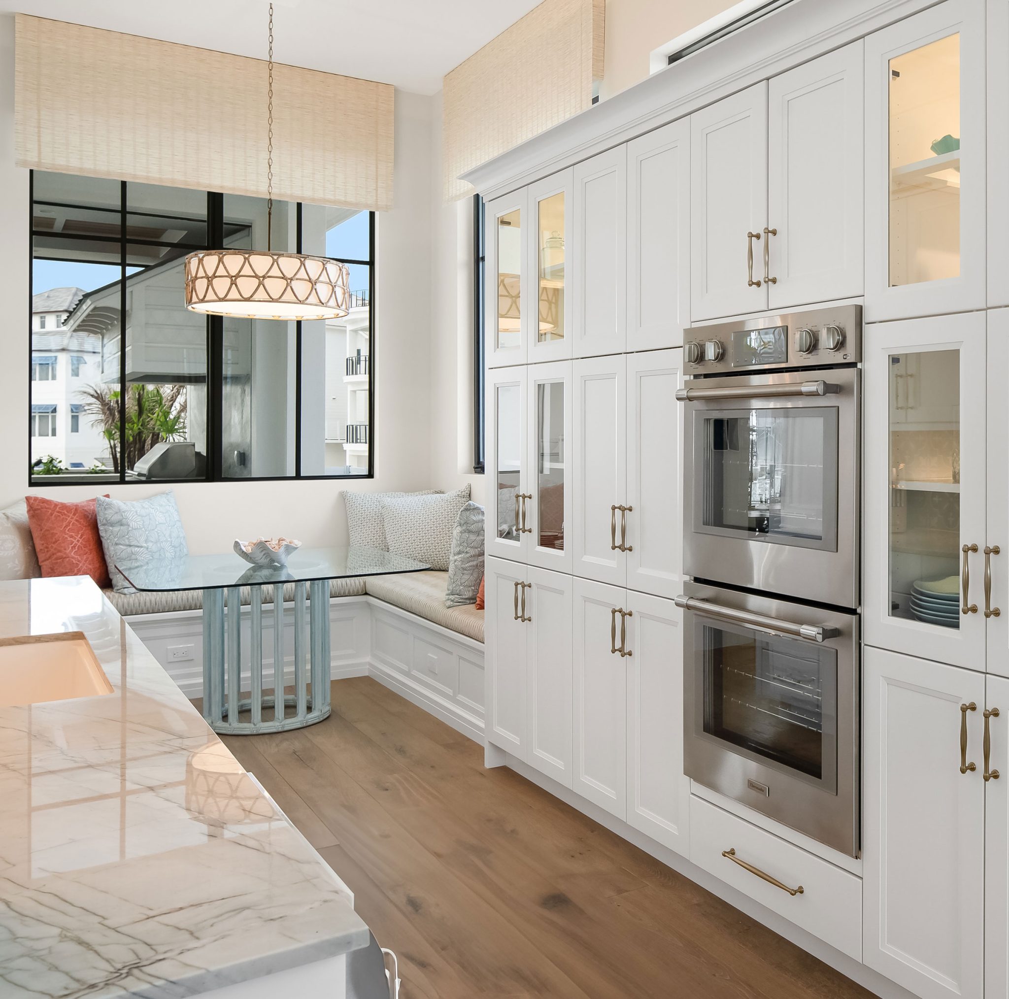 Custom Kitchen With Painted Blue Island