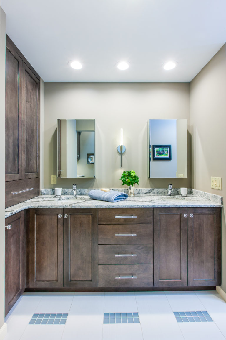 Dark Brown Bathroom Cabinetry