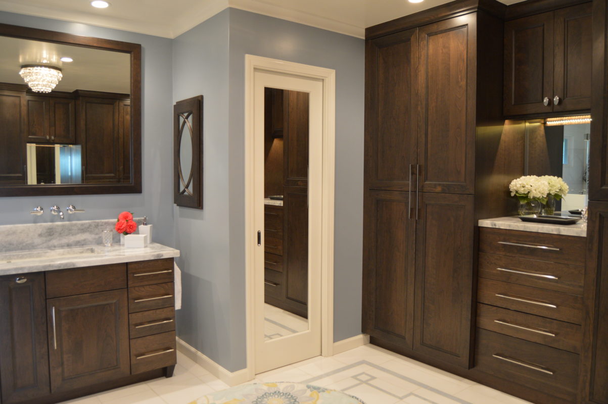Dark Brown Bathroom Cabinets in Cherry