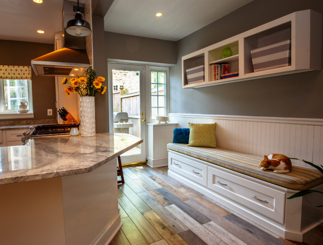 Designer White Bench Cabinet