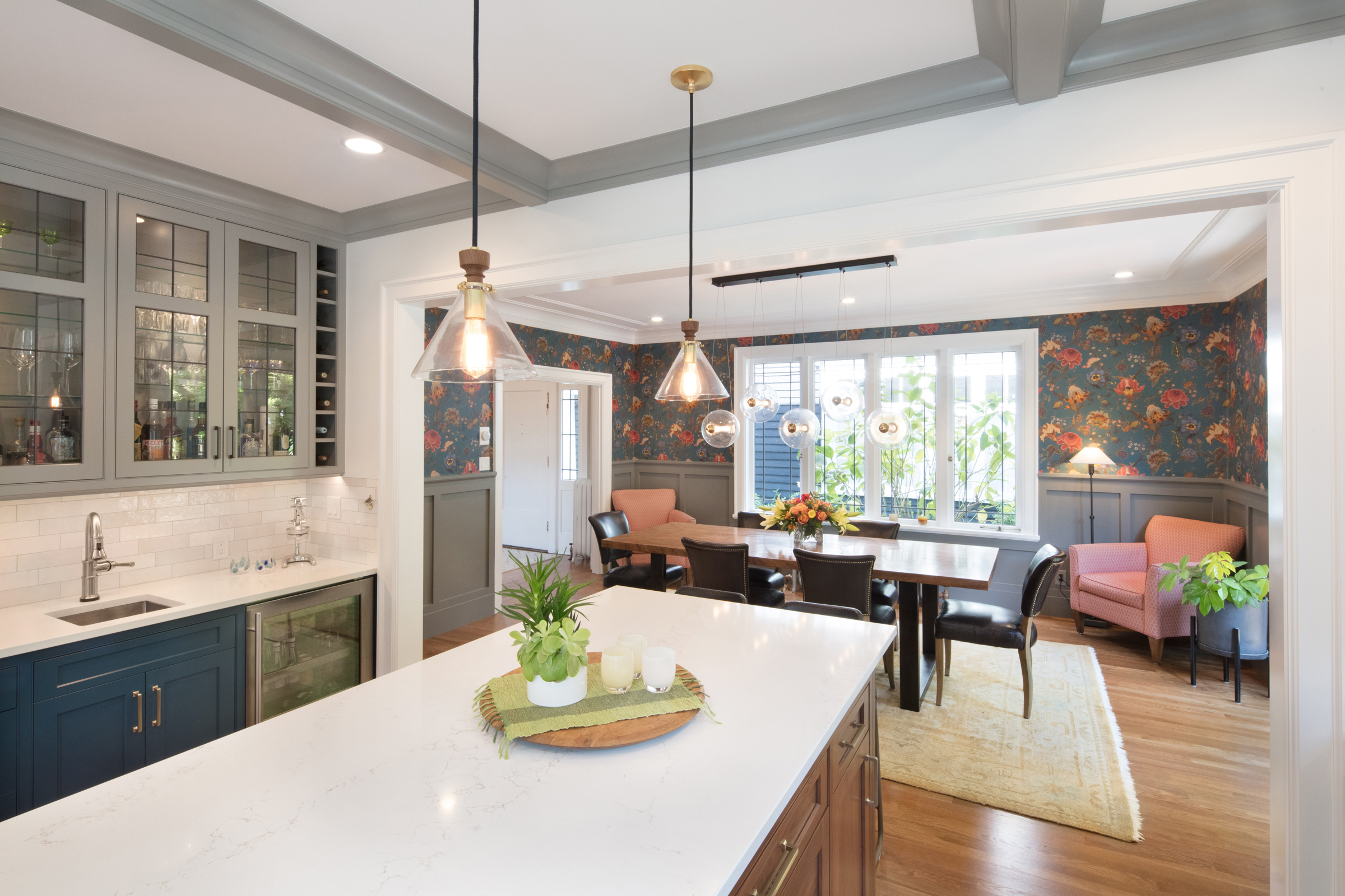 Gray Blue Traditional Kitchen