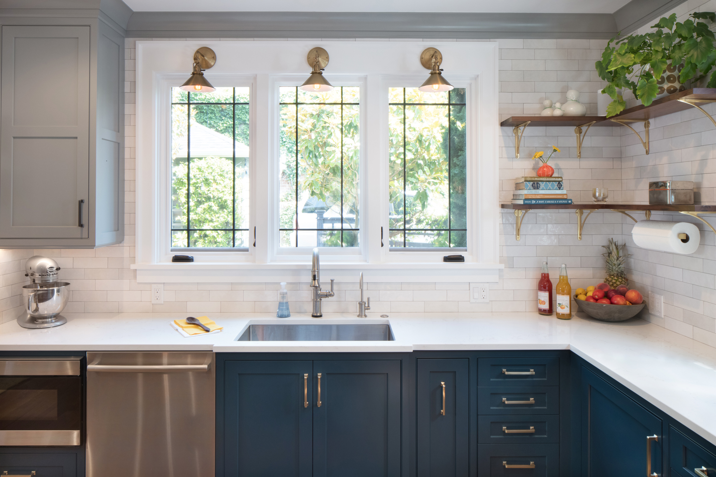 Gray Blue Traditional Kitchen