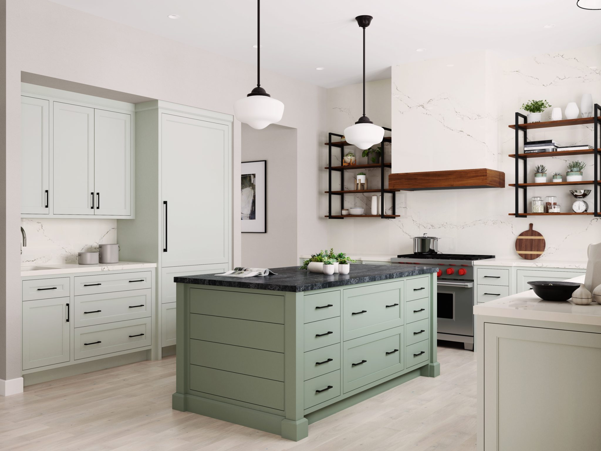 Green Designer Inset Kitchen