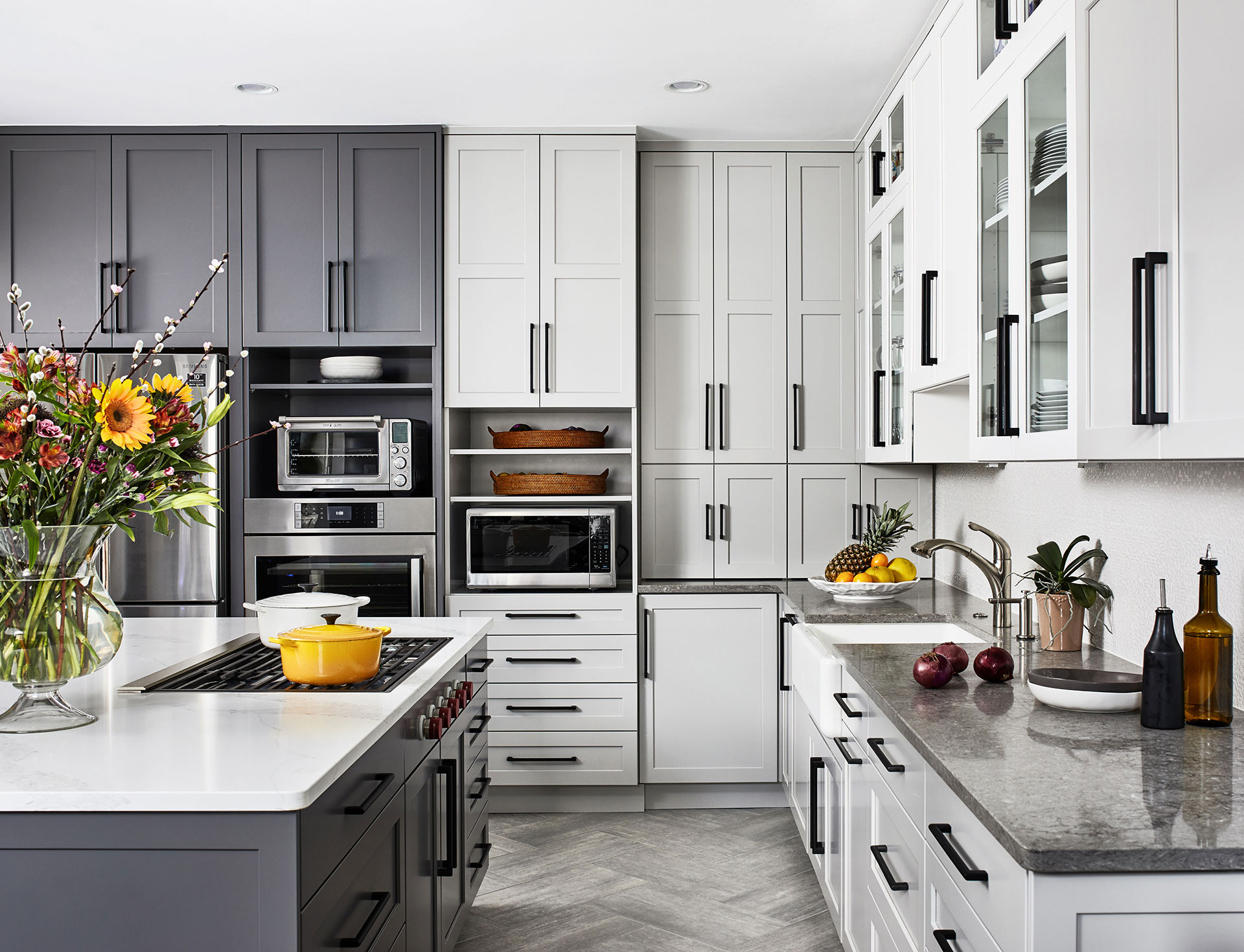 White & Grey Blend Transitional Kitchen