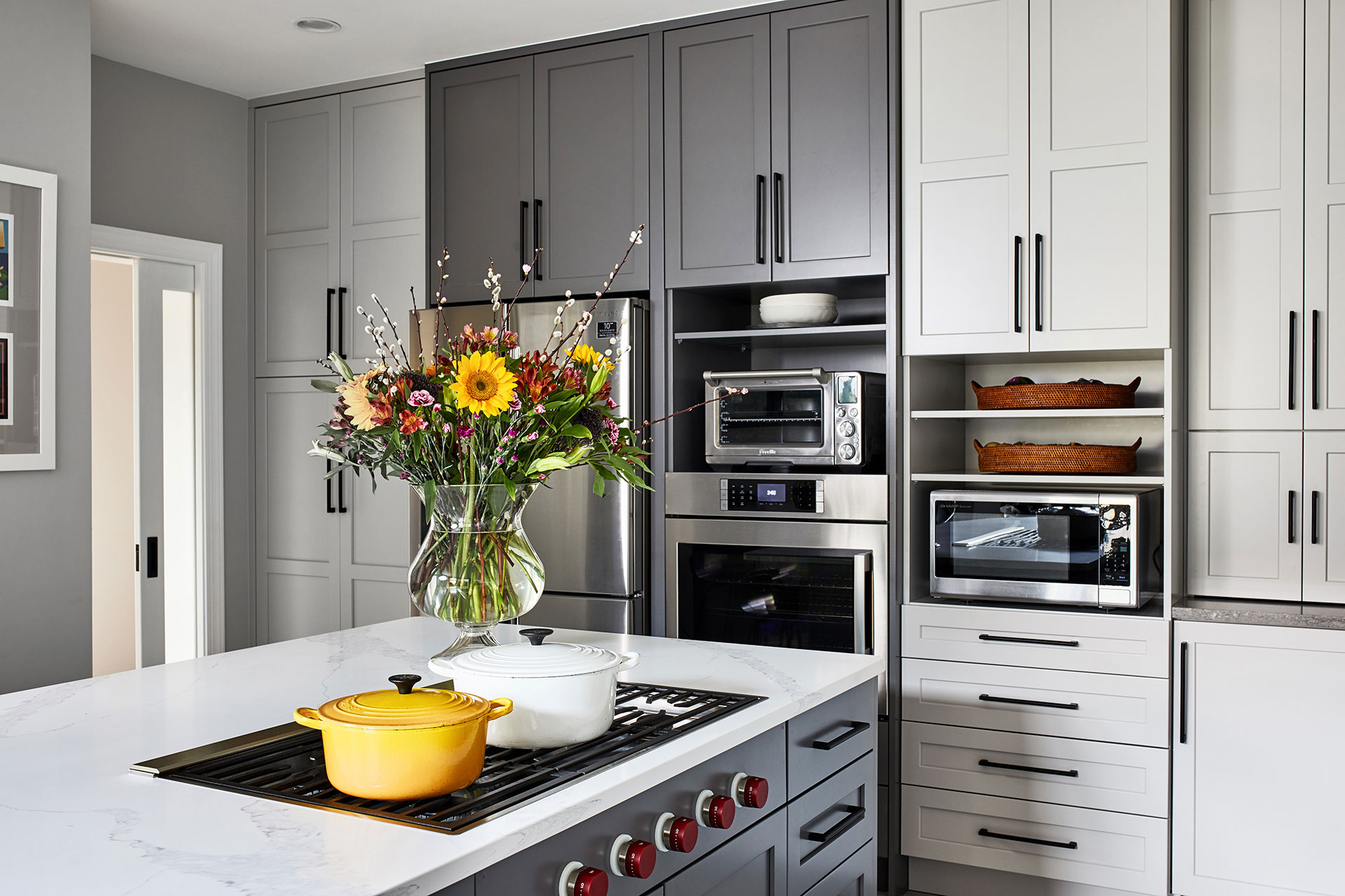 White & Grey Blend Transitional Kitchen