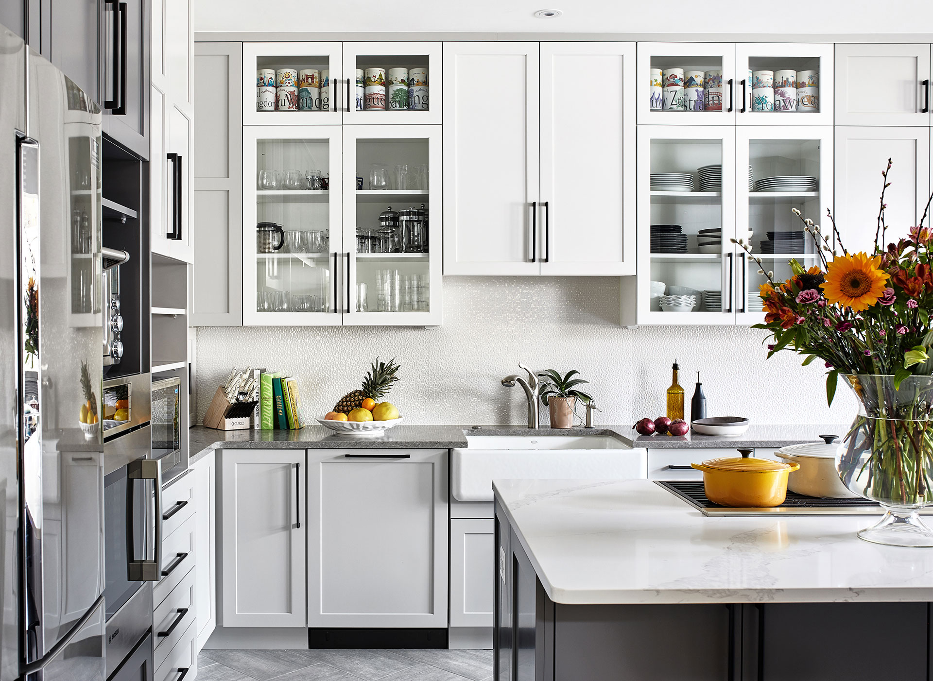 White & Grey Blend Transitional Kitchen