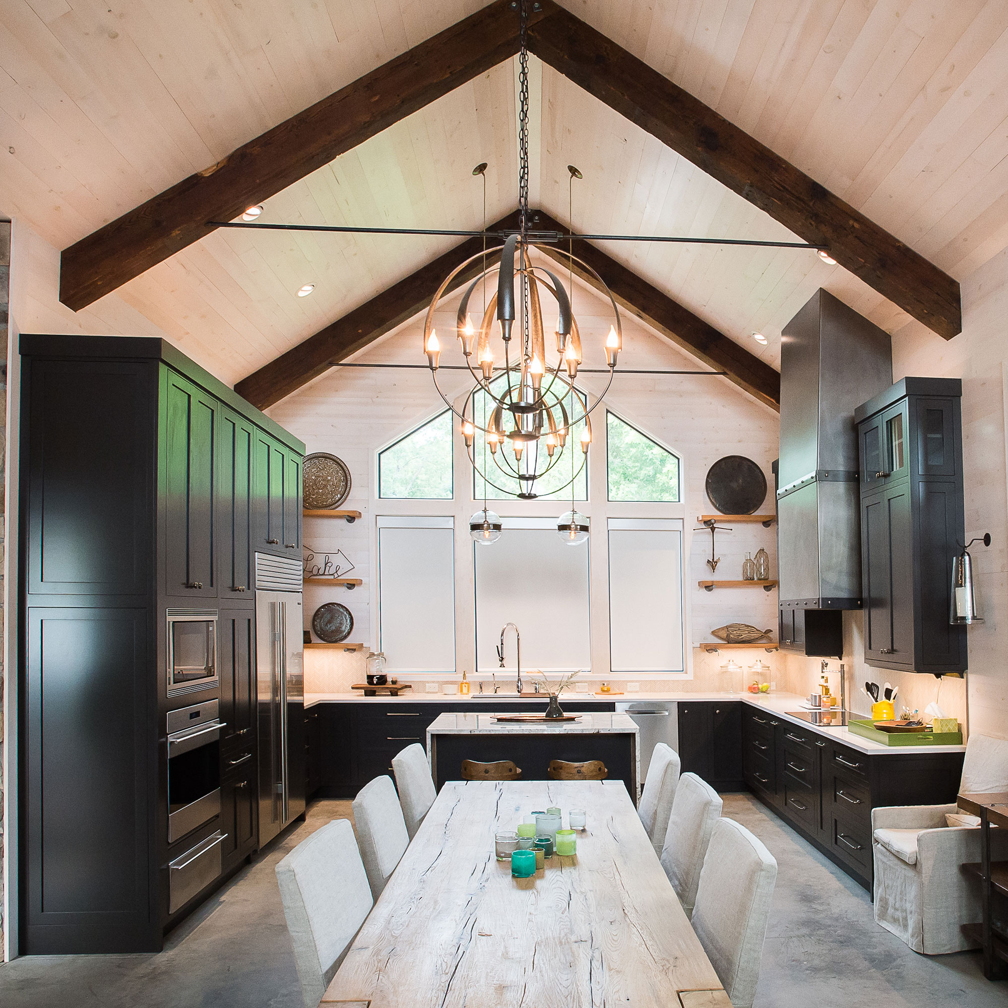 Large Custom Dark Painted Blue Kitchen