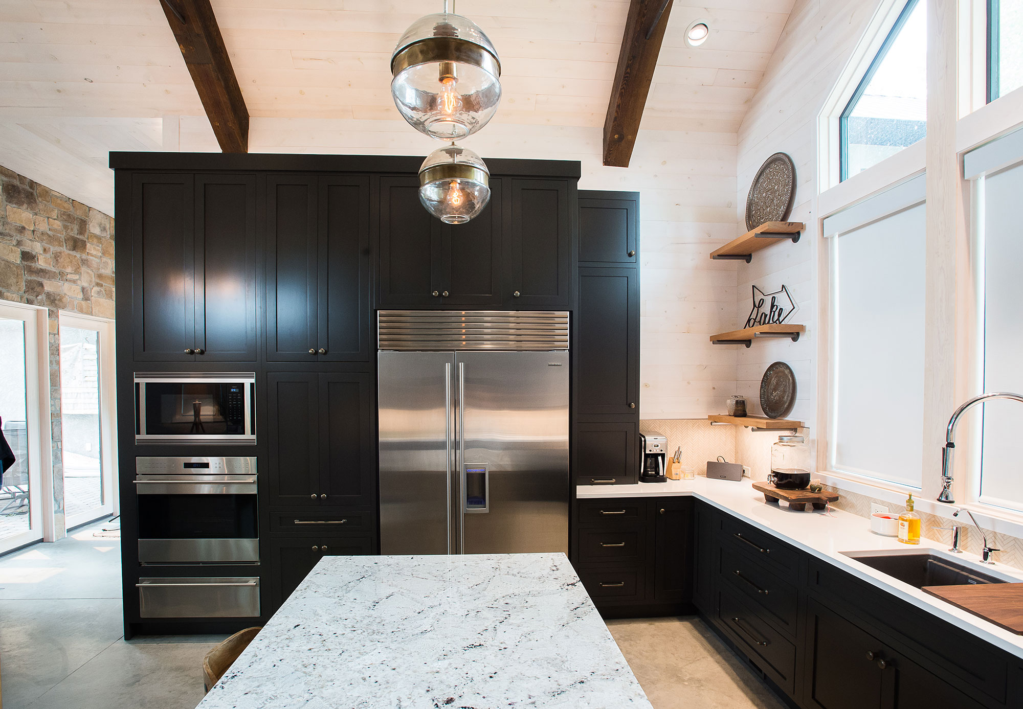 Large Custom Dark Painted Blue Kitchen