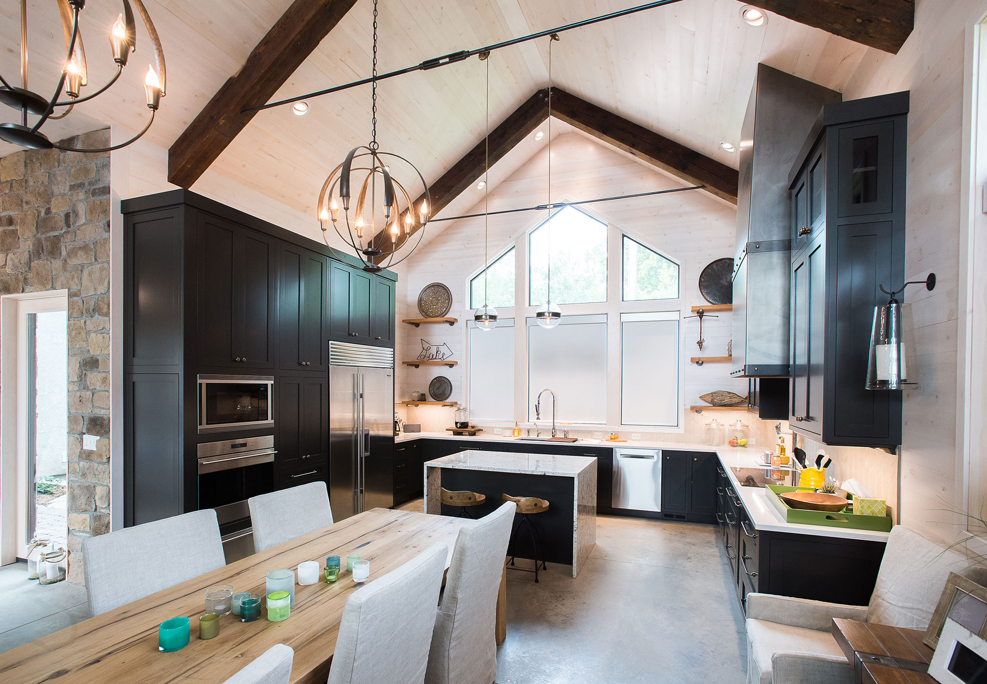 Large Custom Dark Painted Blue Kitchen