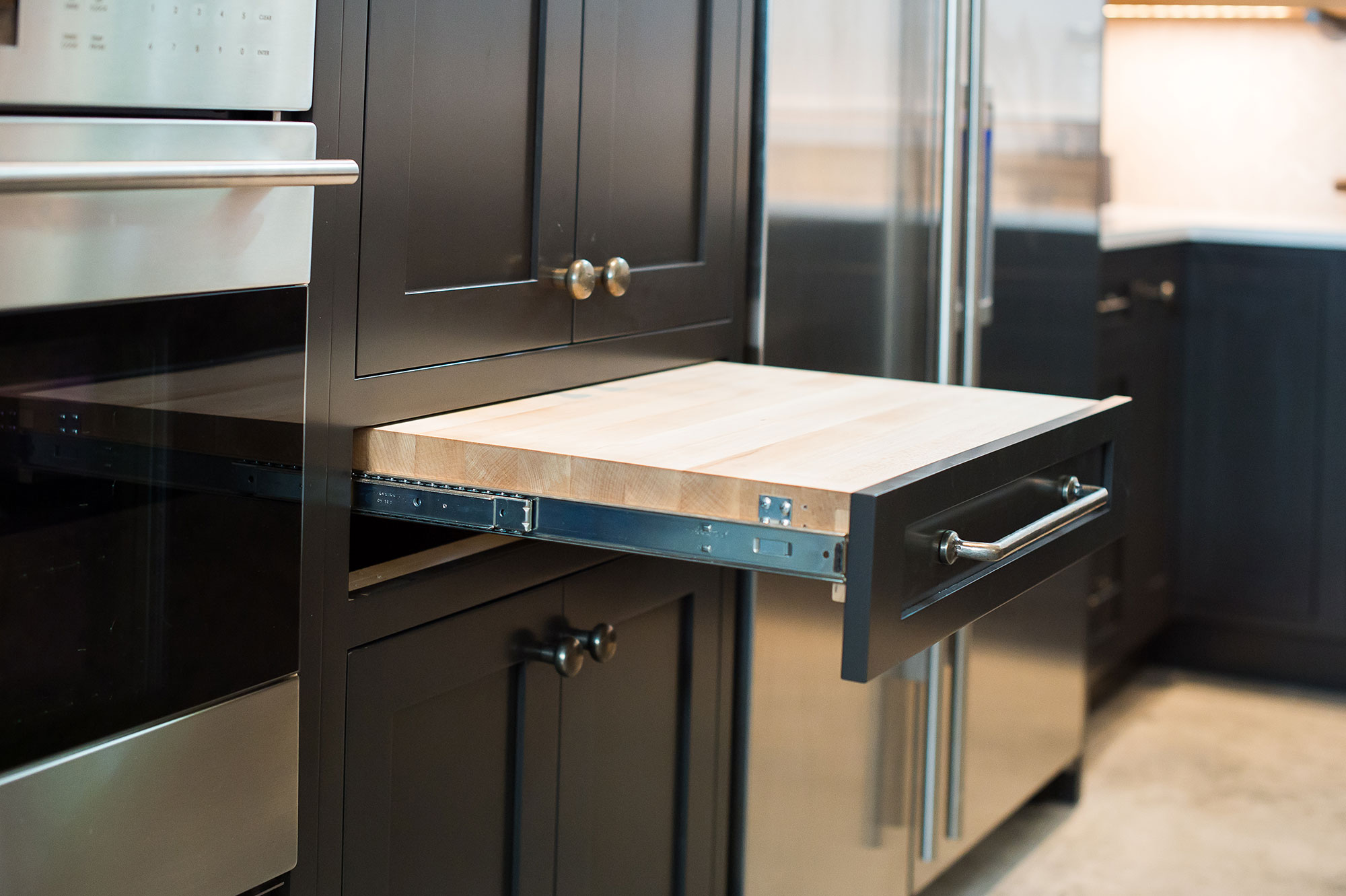 Large Custom Dark Painted Blue Kitchen
