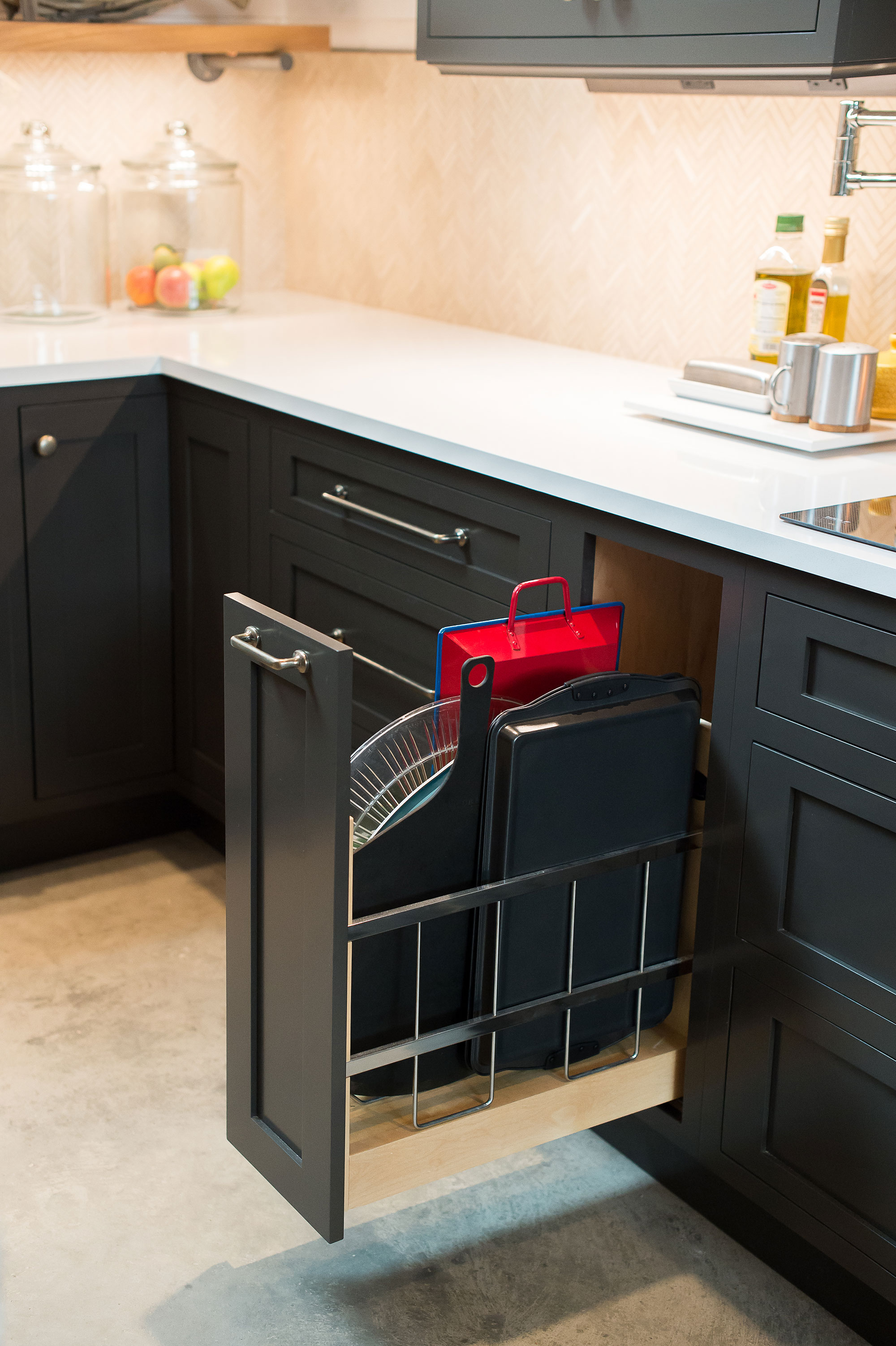 Large Custom Dark Painted Blue Kitchen