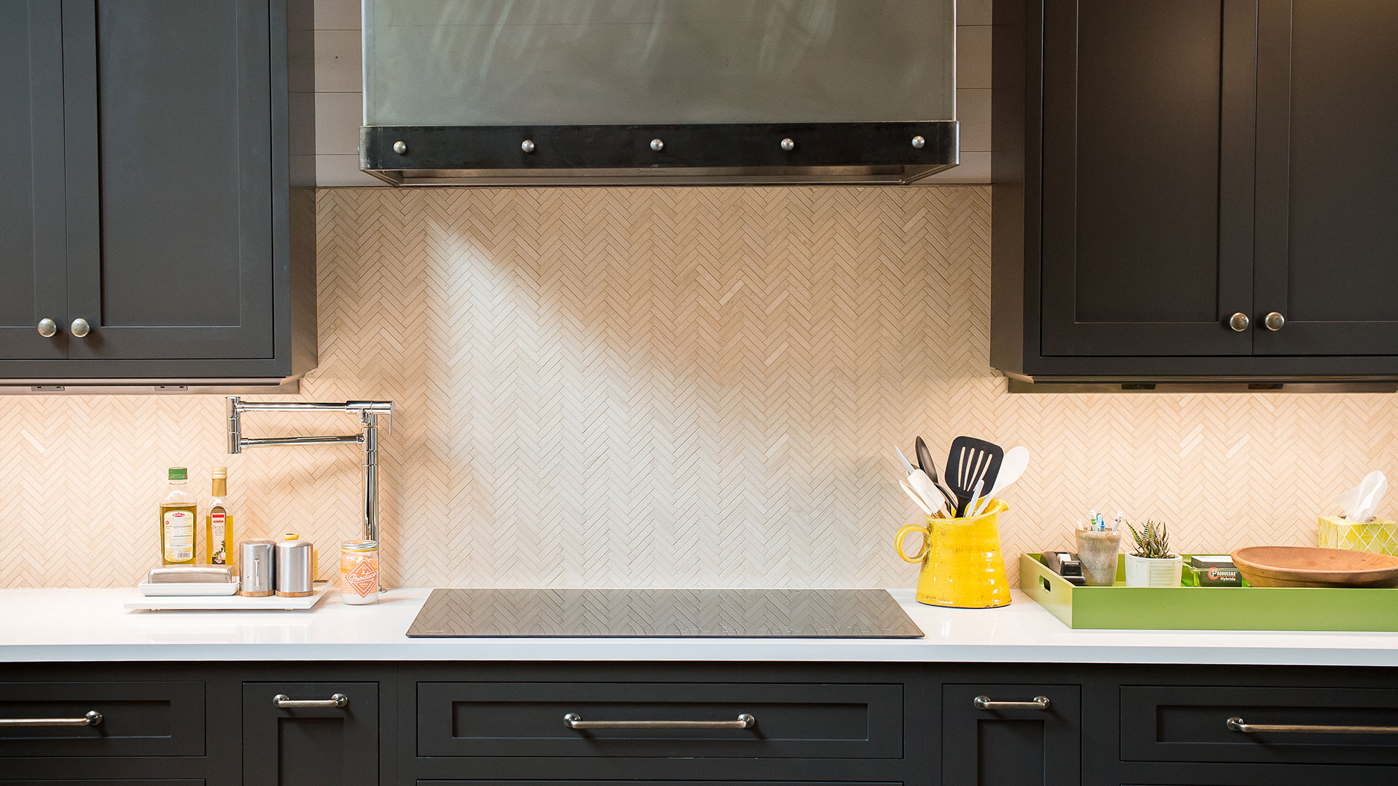 Large Custom Dark Painted Blue Kitchen