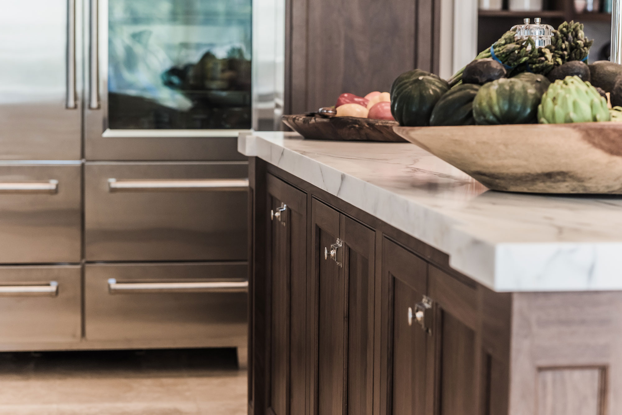 Large White Kitchen with Two Islands