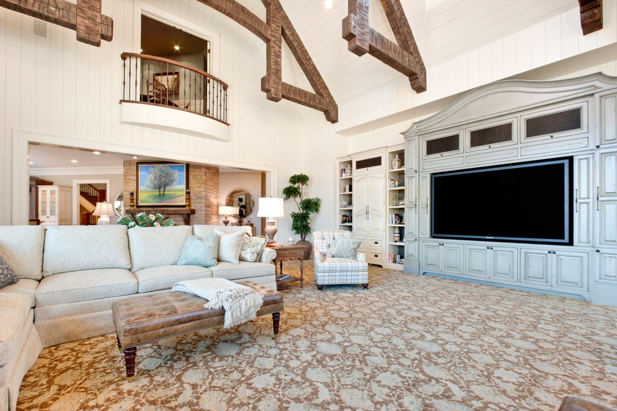 Light Painted Custom Living Room Cabinets
