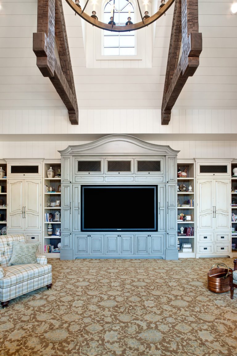Light Painted Custom Living Room Cabinets