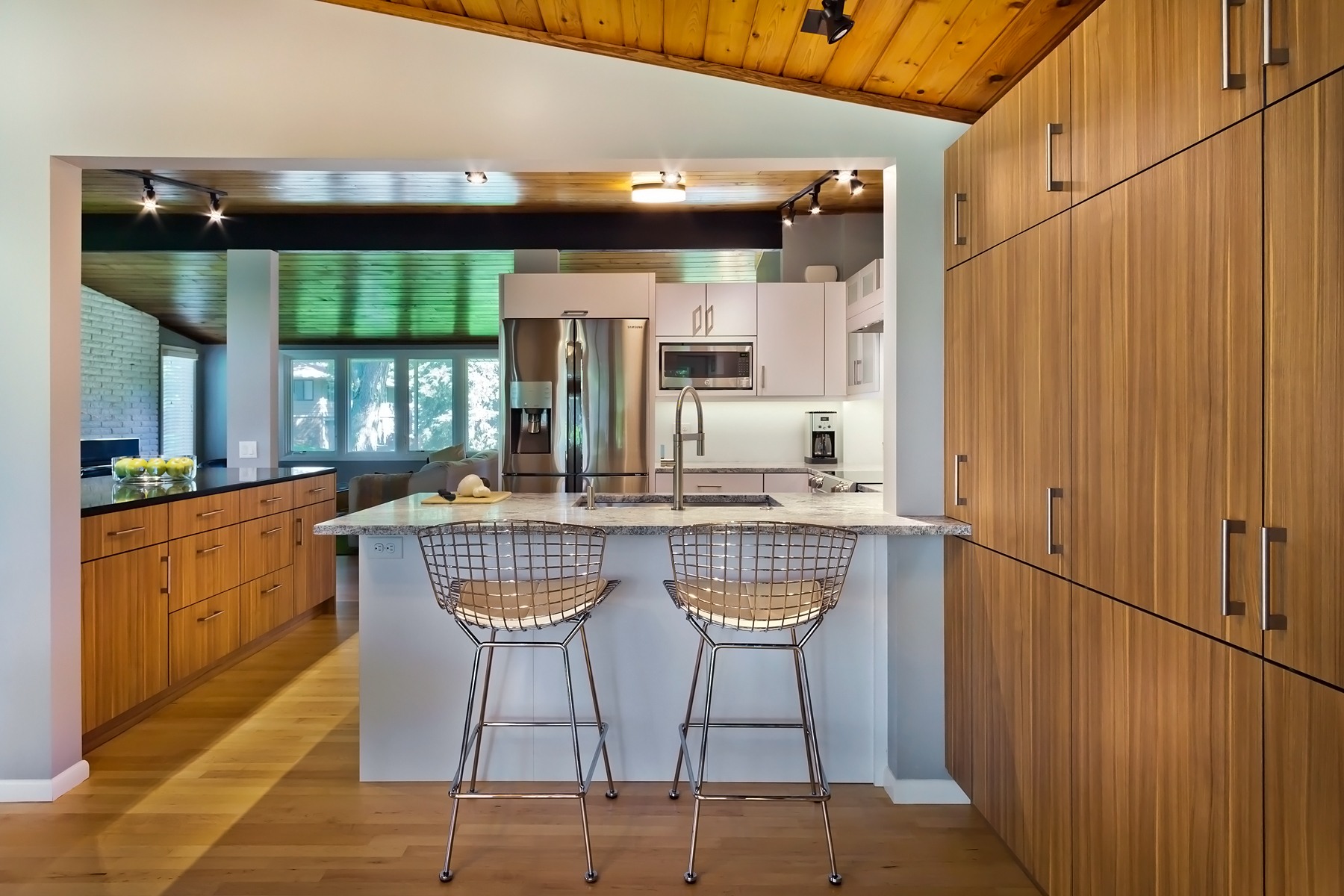 Matte White Kitchen with Arizona Cypress Storage Cabinets