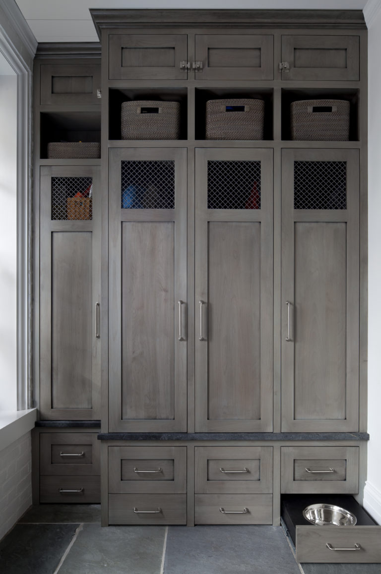 Medium Brown Mudroom with a Dog Bed Pullout