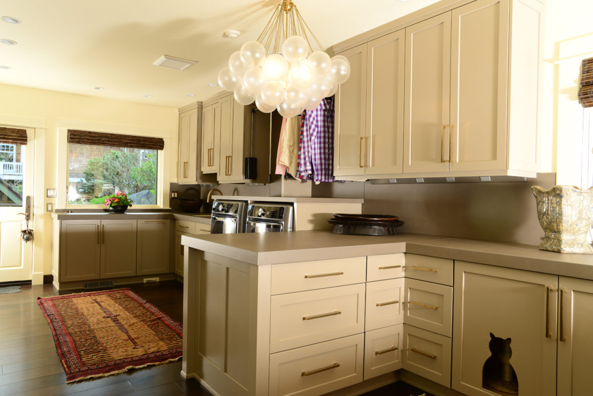 Off White Transitional Laundry Room Cabinets