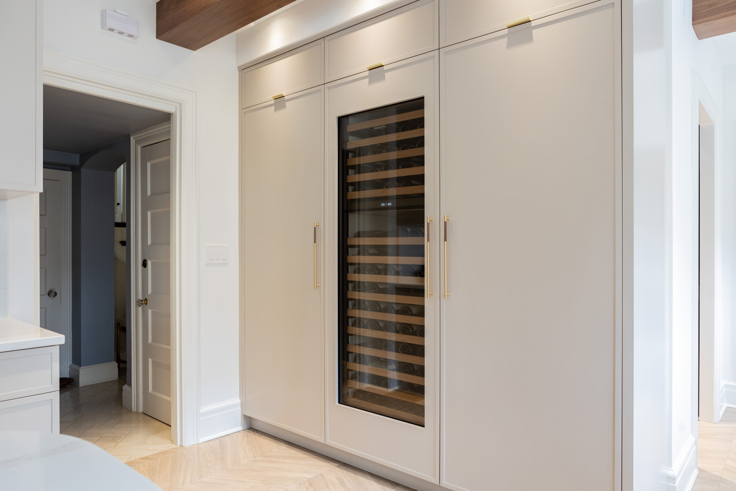 Painted Kitchen With Reeded Rounded Island