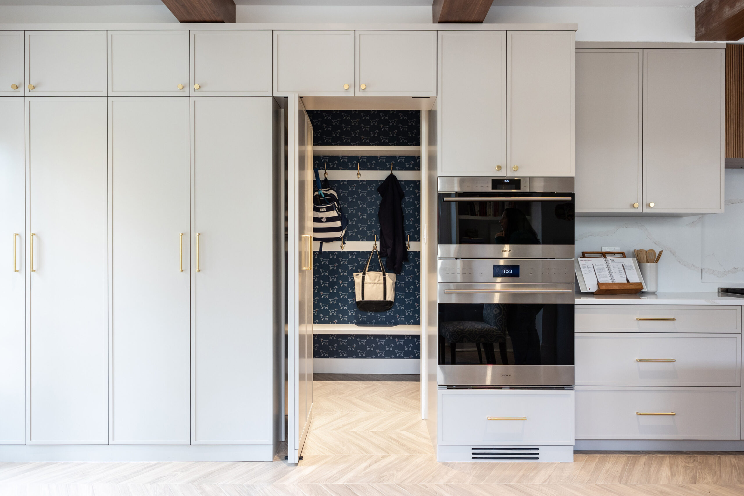 Painted Kitchen With Reeded Rounded Island