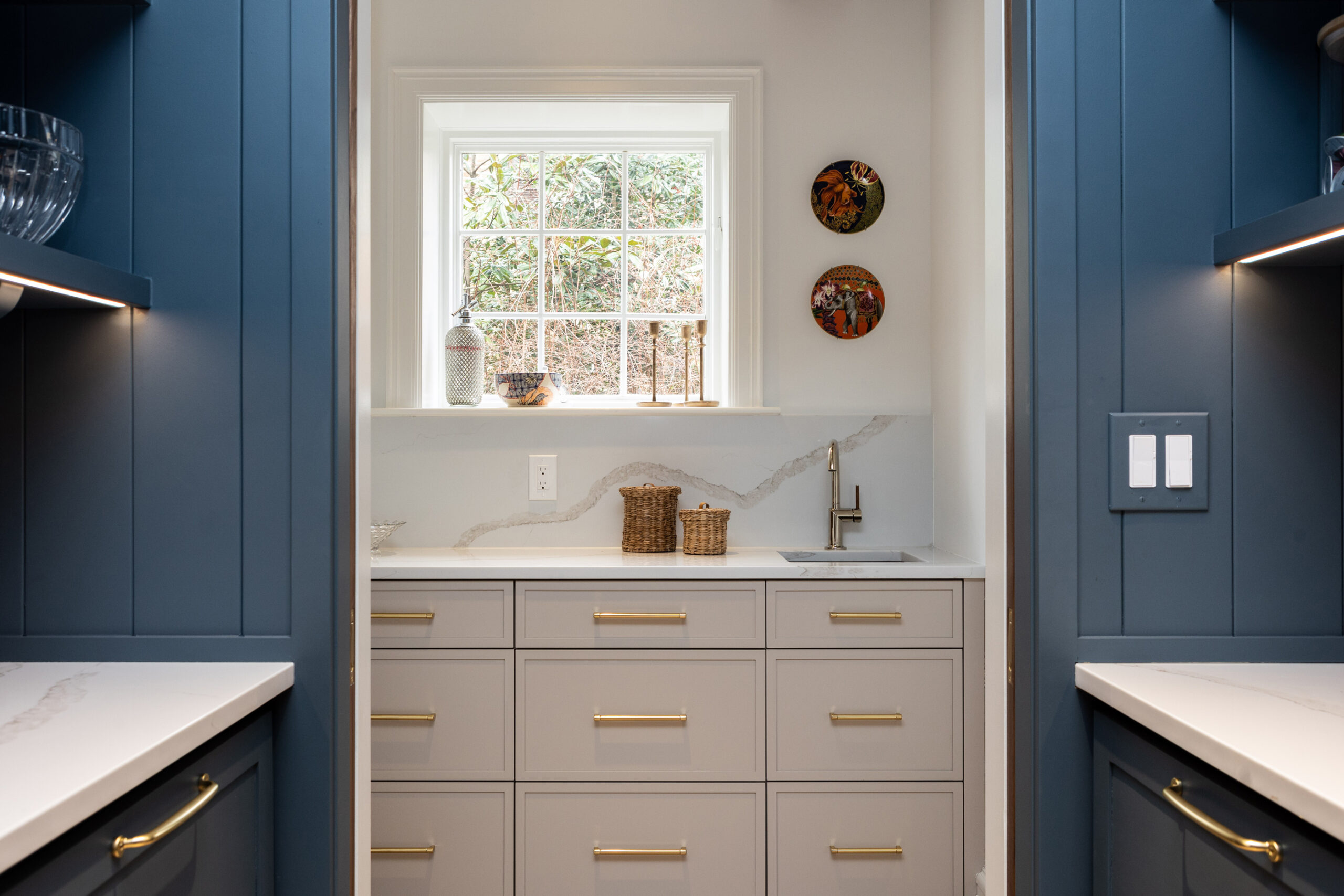 Painted Kitchen With Reeded Rounded Island