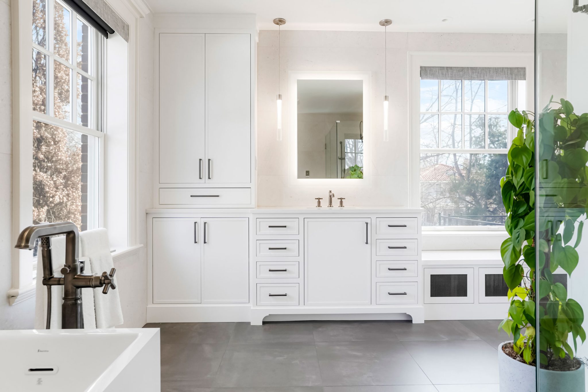 Painted White Large Primary Bathroom