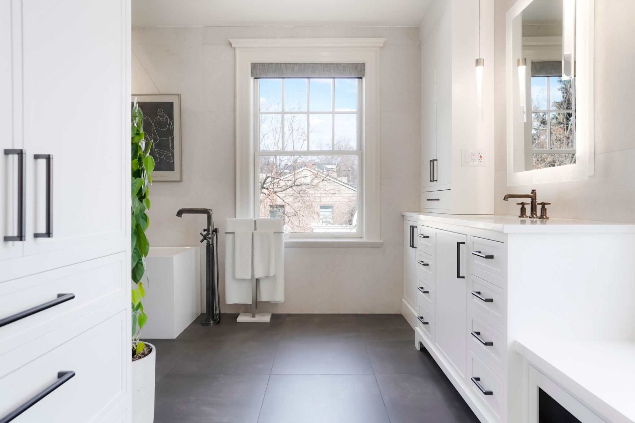 Painted White Large Primary Bathroom