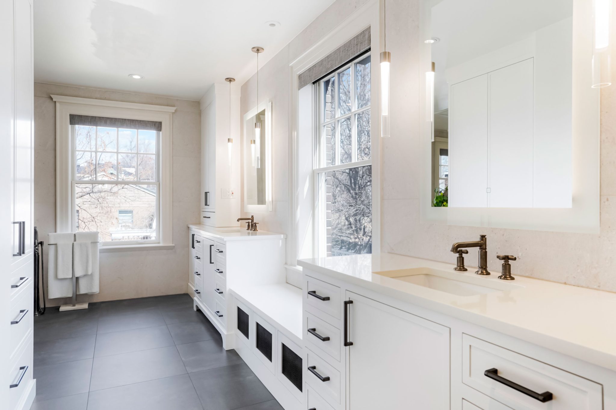 Painted White Large Primary Bathroom