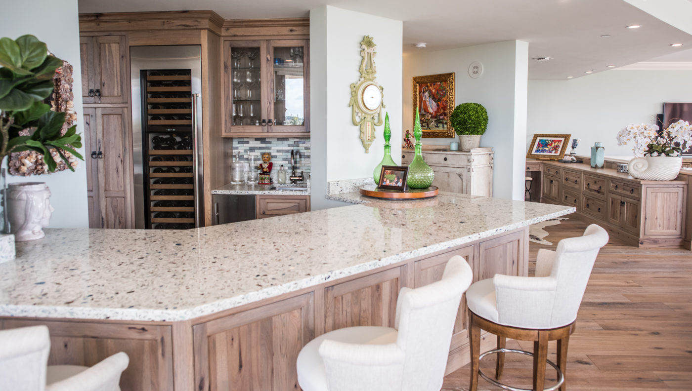 Rustic Hickory Bar Style Cabinets