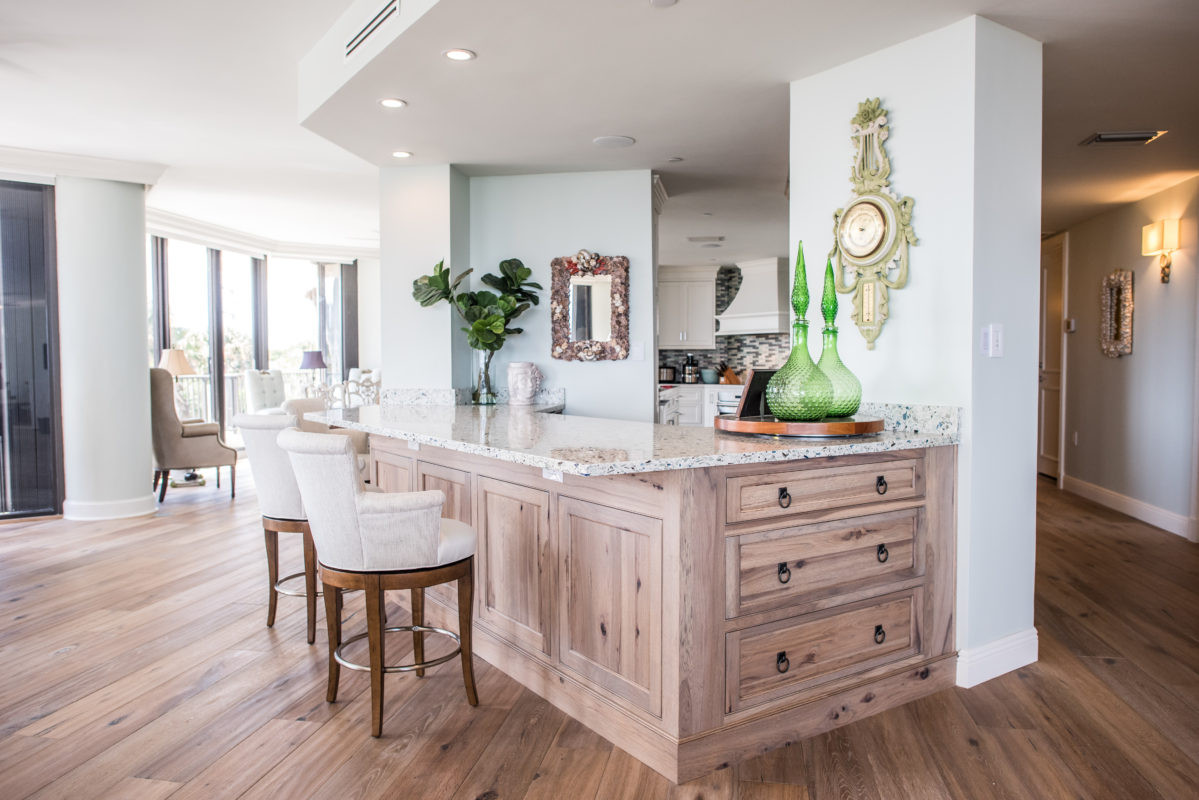 Rustic Hickory Bar Style Cabinets