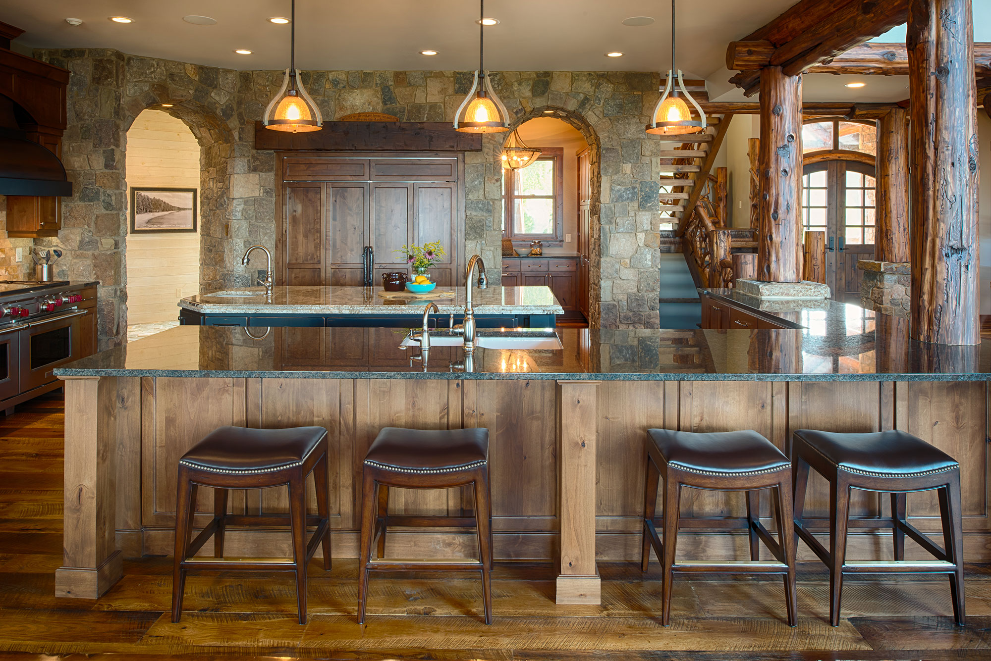 Rustic Kitchen with Painted Black Island