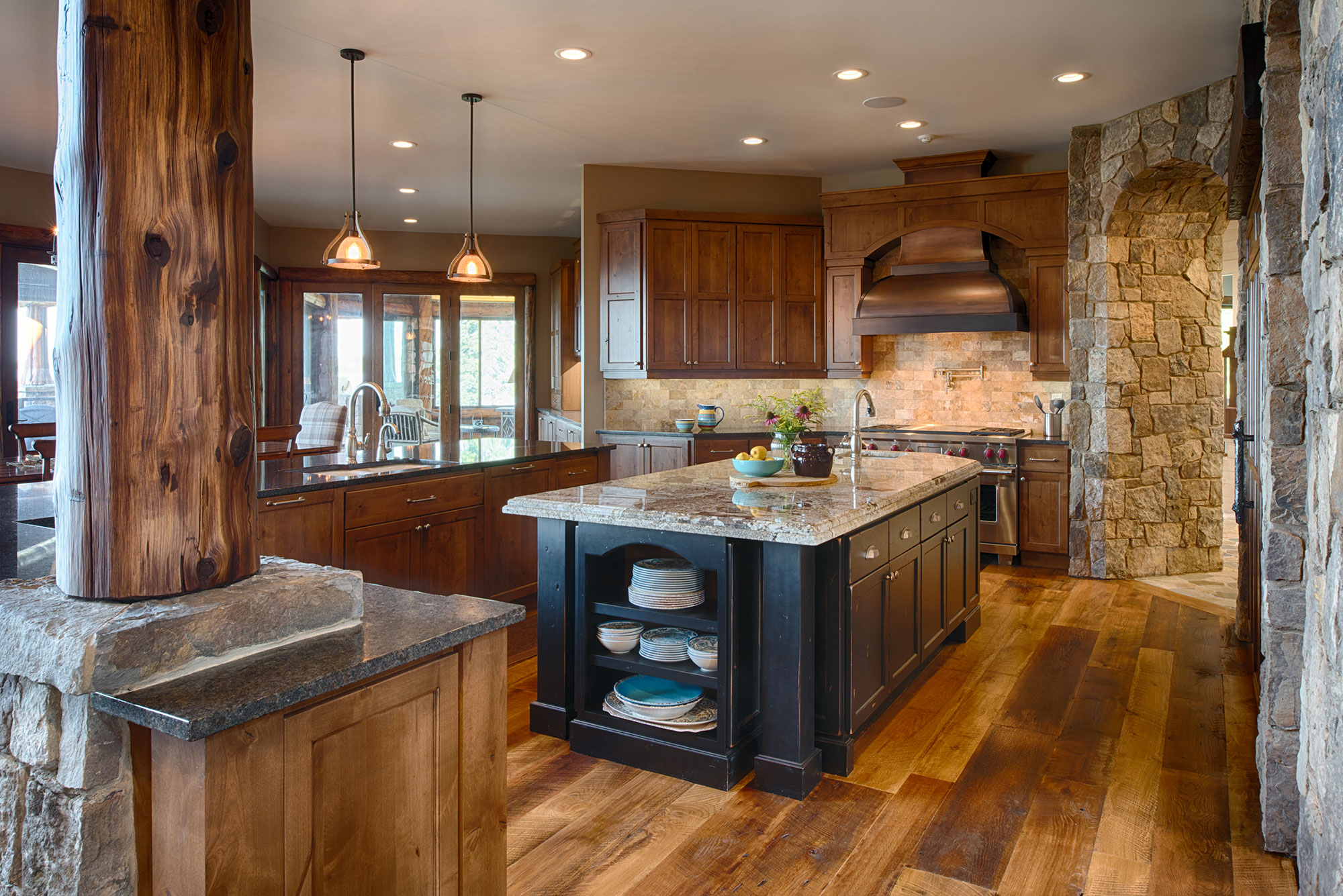 Rustic Kitchen with Painted Black Island