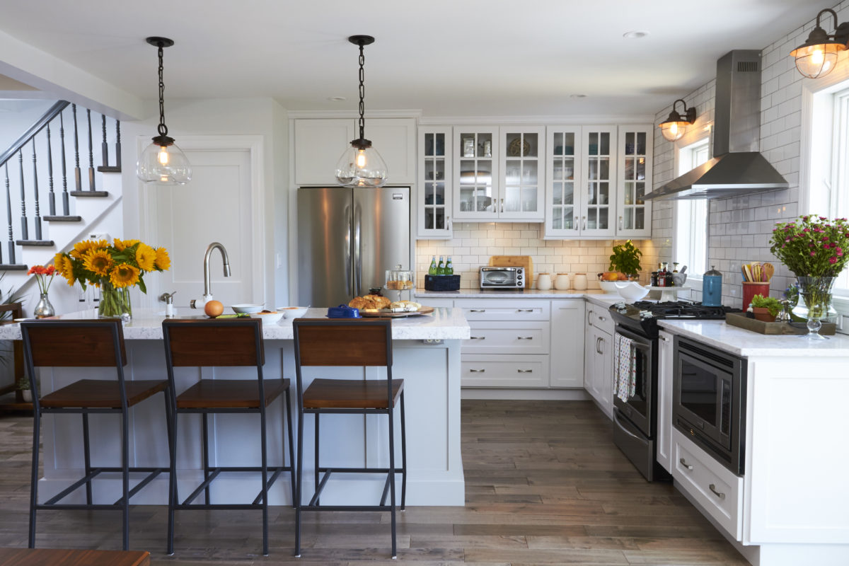 Simply White Kitchen with Light Grey Island